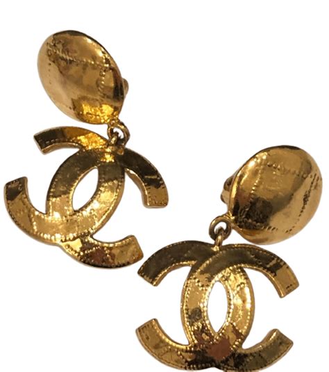 chanel earrings gold logo|Chanel gold plated earrings.